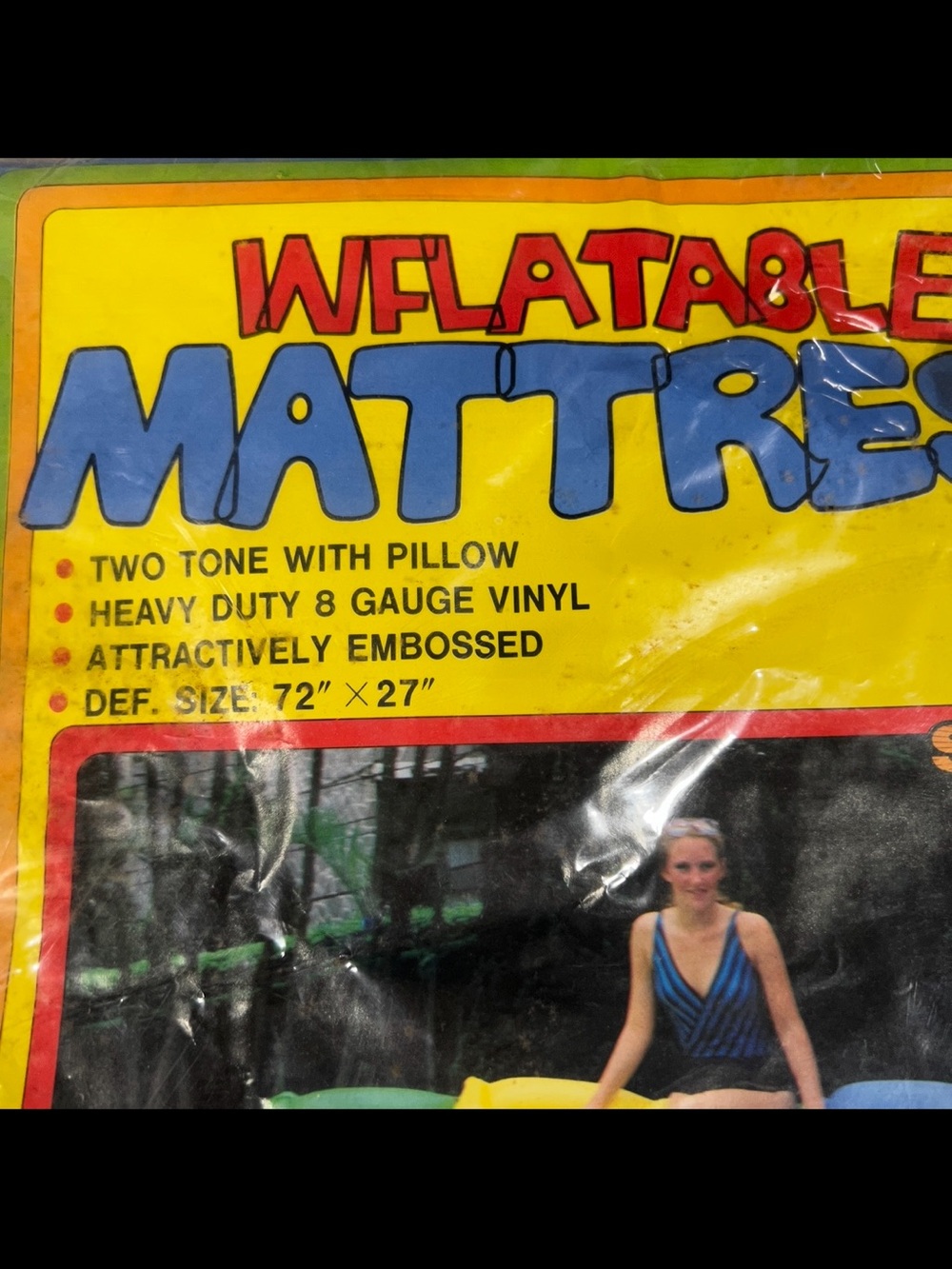 vtg Sun-sationals inflatable pool mattress 72 x 27 heavy-duty vinyl Blue NWT - Picture 3 of 5